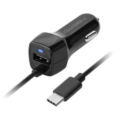 Adaptér do auta GoGEN integrovaný kabel (micro USB), 1x USB, 2,1A (CH28MCB) černý