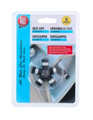 ALLRIDE Čepičky na ventilky černo-stříbrné, 5 ks