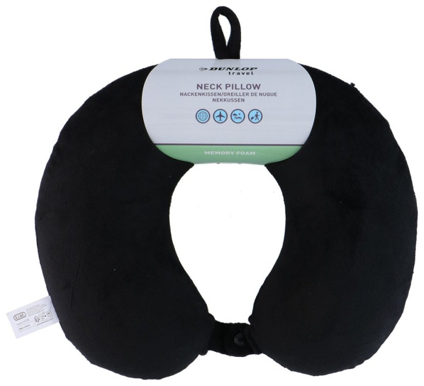 DUNLOP Cestovní polštářek z paměťové pěny černý/šedý