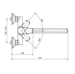 Baterie dřezová nástěnná, ploché ústí 300 mm (rozteč 150 mm), chrom