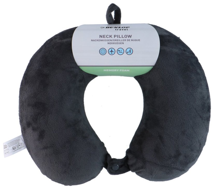 DUNLOP Cestovní polštářek z paměťové pěny černý/šedý